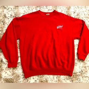Vintage Red 90s Y2K Embroider Oversized Lightweight Crewneck Pullover Sweatshirt